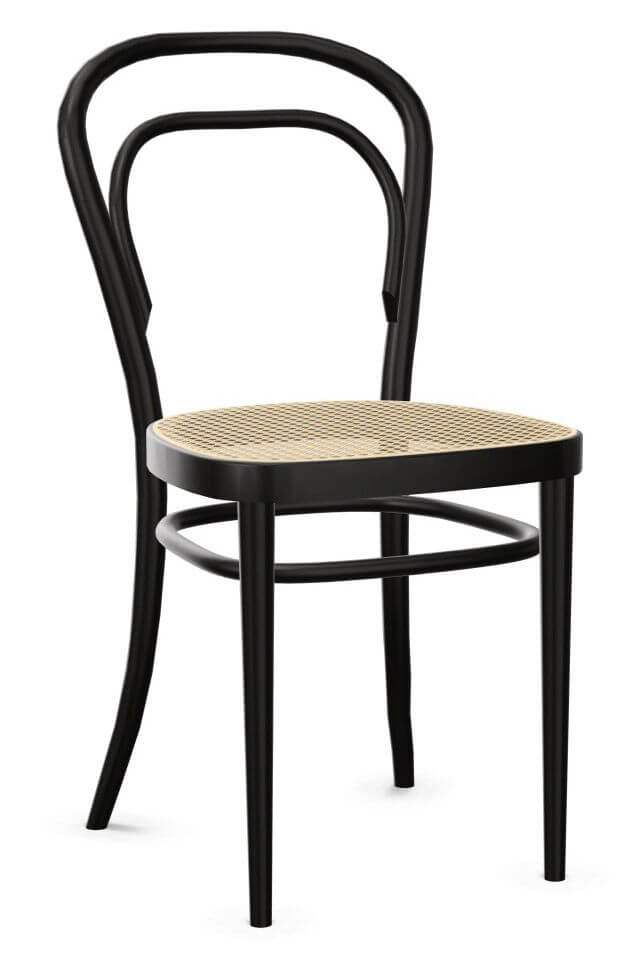 Thonet 214 Bugholzstuhl/Kaffeehausstuhl, Rohrgeflecht-Sitz, Buche oder Pure Materials