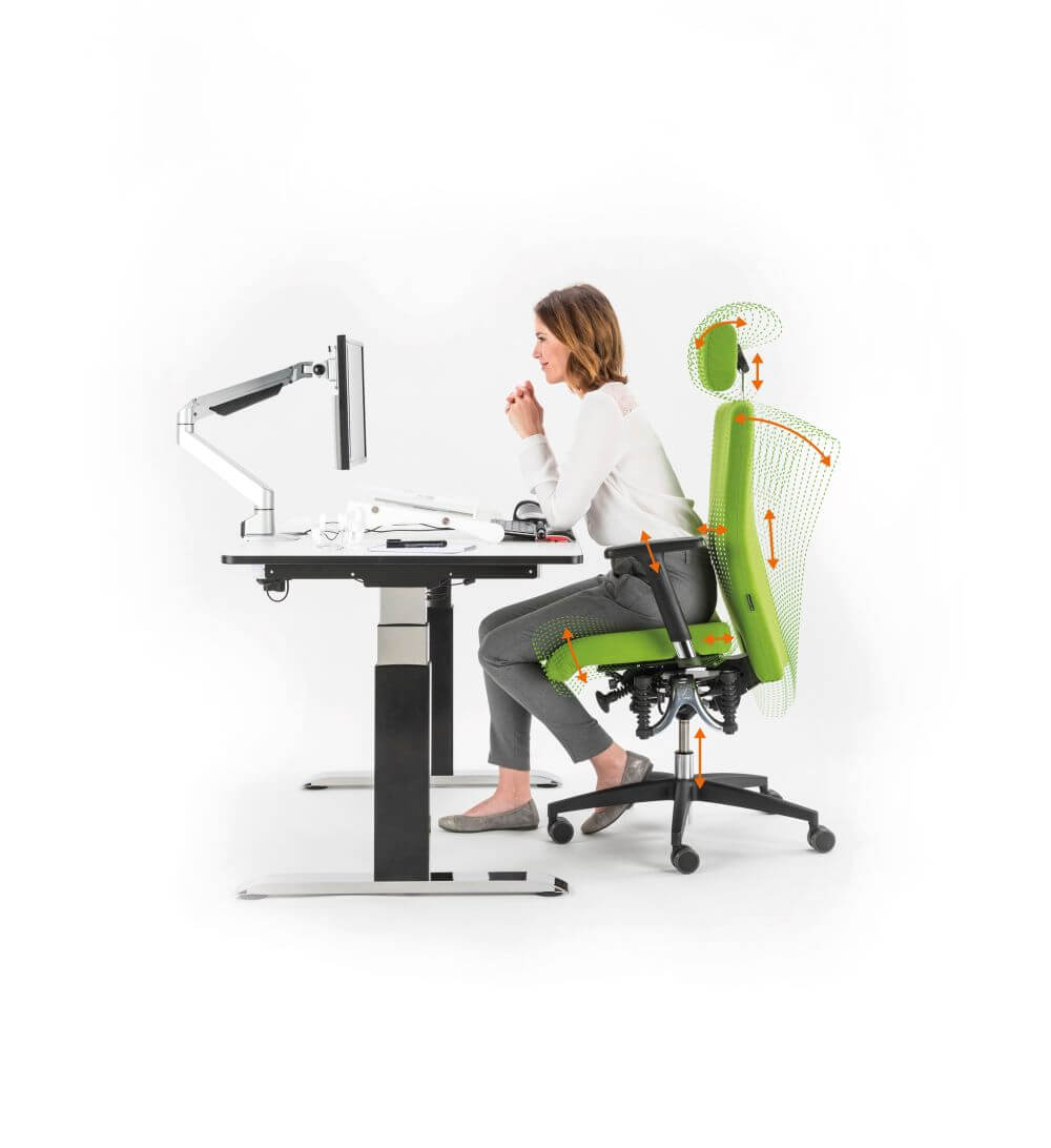 Haider Bioswing Bürostuhl grün im Einsatz am Schreibtisch